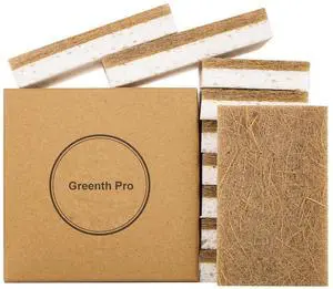 10 Pack Nature Dish Sponge - Natural Kitchen Sponge - Coconut Fiber and Wood Cellulose Scrubber 10 Pack Nature Dish Sponge - Natural Kitchen Sponge - Coconut Fiber and Wood Cellulose Scrubber