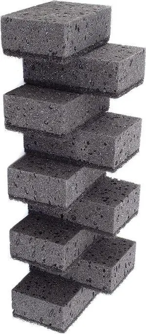 Black Scrub Sponges. Made in Europe. 9 Pack, 4.3x2.8x1.4 inches. Heavy Duty and Non Scratch Fiber. Kitchen Sponges Pack with No Smell. for Dishes and Household Washing Black Scrub Sponges. Made in Europe. 9 Pack, 4.3x2.8x1.4 inches. Heavy Duty and Non Scratch Fiber. Kitchen Sponges Pack with No Smell. for Dishes and Household Washing