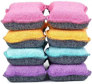 Dish Sponges Kitchen, Microfiber Cleaning Scrubber for Dishwashing, Sink, Basin and Multi-Pupose, Size L Pack of 8 Dish Sponges Kitchen, Microfiber Cleaning Scrubber for Dishwashing, Sink, Basin and Multi-Pupose, Size L Pack of 8