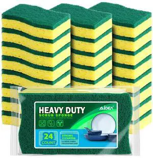 Sponges Kitchen, Heavy Duty Scrub Sponge-24Count, Sponges for Dishes, Cellulose Dish Sponge, Scrubbing Power for Tough Messes, Cleaning Power for Non-Coated Cookware, Dishes, Pots, Pans Sponges Kitchen, Heavy Duty Scrub Sponge-24Count, Sponges for Dishes, Cellulose Dish Sponge, Scrubbing Power for Tough Messes, Cleaning Power for Non-Coated Cookware, Dishes, Pots, Pans