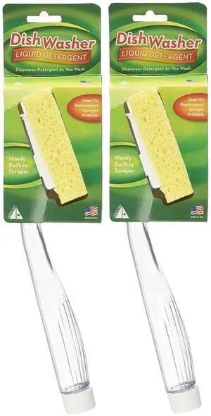 Dish Sponge w/Soap Dispenser Handle, 2pk - Fillable Dish Wand for Quick, Convenient Cleaning - Easy to Refill - Built-In Scrubber for Dishes & Pans Dish Sponge w/Soap Dispenser Handle, 2pk - Fillable Dish Wand for Quick, Convenient Cleaning - Easy to Refill - Built-In Scrubber for Dishes & Pans