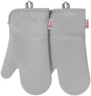 Silicone Oven Mitts,High Heat Resistant Up to 500 Degrees,Waterproof Cooking Gloves with Soft Polyester Filling,Kitchen Potholder Set - Perfect for BBQ,Baking and Cooking,Grey,2 Pcs Set Silicone Oven Mitts,High Heat Resistant Up to 500 Degrees,Waterproof Cooking Gloves with Soft Polyester Filling,Kitchen Potholder Set - Perfect for BBQ,Baking and Cooking,Grey,2 Pcs Set