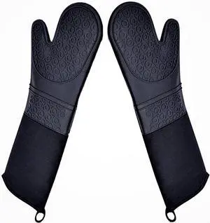 Extra Long Professional Silicone Oven Mitts with Quilted Liner, Durable Heat Resistant Oven Gloves, Heat Resistant Oven Gloves,2pcs Extra Long Professional Silicone Oven Mitts with Quilted Liner, Durable Heat Resistant Oven Gloves, Heat Resistant Oven Gloves,2pcs