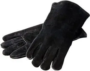 18 Inch Leather Outdoor Cooking Gloves - Leather Cooking Gloves for Indoor and Outdoor Cooking - Black 18 Inch Leather Outdoor Cooking Gloves - Leather Cooking Gloves for Indoor and Outdoor Cooking - Black
