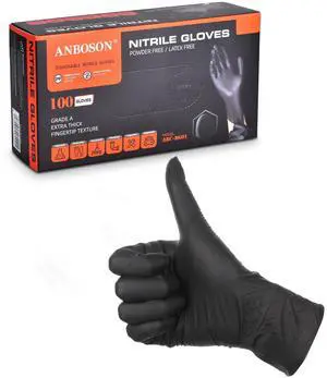 Black Nitrile Gloves for Cooking and BBQ, 4 Mil Food Safe, Large Black Nitrile Gloves for Cooking and BBQ, 4 Mil Food Safe, Large
