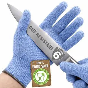 Superior ANSI A6 Cut Resistant Gloves, 100% Food SafeBLUECutting Glove for Chefs & Butchers, Mandoline Oyster Shucking Gloves, Cut Proof Gloves with Premium Comfort & Dexterity Superior ANSI A6 Cut Resistant Gloves, 100% Food SafeBLUECutting Glove for Chefs & Butchers, Mandoline Oyster Shucking Gloves, Cut Proof Gloves with Premium Comfort & Dexterity
