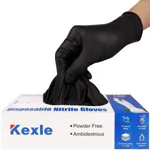 Black Nitrile Disposable Gloves Pack of 100, Latex Free Safety Working Gloves for Food Handle or Industrial Use,Large(Pack of 100) Black Nitrile Disposable Gloves Pack of 100, Latex Free Safety Working Gloves for Food Handle or Industrial Use,Large(Pack of 100)