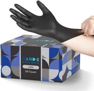 Black Nitrile Disposable Gloves Large, 50 Count - BBQ, Tattoo, Hair Dye, Cooking, Mechanic Gloves - Powder and Latex Free - Tattoo Supplies Black Nitrile Disposable Gloves Large, 50 Count - BBQ, Tattoo, Hair Dye, Cooking, Mechanic Gloves - Powder and Latex Free - Tattoo Supplies