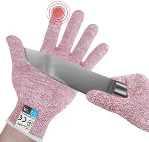 A5 Cut Resistant Gloves, Level 5 Protection, Safety Work Gloves for Kitchen Cutting, Oyster Shucking, Wood Carving, Meat Cutting, Fish Handling, Pink, XL A5 Cut Resistant Gloves, Level 5 Protection, Safety Work Gloves for Kitchen Cutting, Oyster Shucking, Wood Carving, Meat Cutting, Fish Handling, Pink, XL