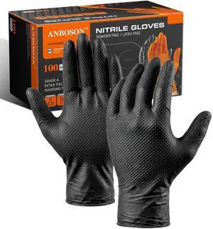 10 Mil Heavy Duty Mechanic Nitrile Gloves, Large Black 100 Count 10 Mil Heavy Duty Mechanic Nitrile Gloves, Large Black 100 Count