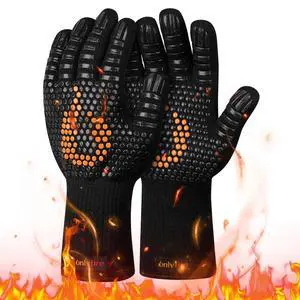 BBQ Gloves 1472°F Heat Resistant Grill Gloves Fireproof Oven Gloves for Cooking, Grilling, Barbecue, Smoker, Baking, Frying, Black BBQ Gloves 1472°F Heat Resistant Grill Gloves Fireproof Oven Gloves for Cooking, Grilling, Barbecue, Smoker, Baking, Frying, Black