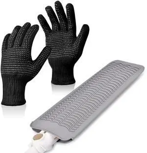 Heat Gloves for Hair Styling, Heat Resistant Gloves with Silicone Mat Pouch for Curling Iron, Flat Iron, Straightener, Hot Hair Tools Heat Gloves for Hair Styling, Heat Resistant Gloves with Silicone Mat Pouch for Curling Iron, Flat Iron, Straightener, Hot Hair Tools