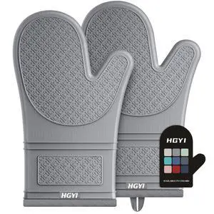 Silicone Oven Mitts, Heat Resistant Oven Gloves with Quilted Liner, Waterproof & Non-Slip Kitchen Mittens for Baking Cooking BBQ, 500°F, 12.5"-Light Gray Silicone Oven Mitts, Heat Resistant Oven Gloves with Quilted Liner, Waterproof & Non-Slip Kitchen Mittens for Baking Cooking BBQ, 500°F, 12.5"-Light Gray