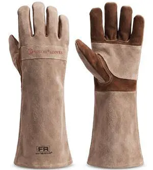 Leather Welding Gloves for Men,Long Sleeve Fireproof and Heat Resistant Mitts for Firefighting,Fireplace,Oven,Baking,BBQ,Stove,Pot Holder,Yard Work Thorn Proof (Brown Large) Leather Welding Gloves for Men,Long Sleeve Fireproof and Heat Resistant Mitts for Firefighting,Fireplace,Oven,Baking,BBQ,Stove,Pot Holder,Yard Work Thorn Proof (Brown Large)