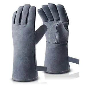 Welding Gloves: Upgraded Thicker 932°F Heat Resistant, Gray, 14 Inch Welding Gloves: Upgraded Thicker 932°F Heat Resistant, Gray, 14 Inch