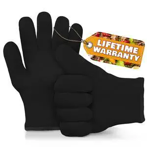 Heat Resistant Gloves for Cooking, Summer Backyard Meals & Outdoor Use, Black Oven Gloves with Fingers, Aramid Knit Kitchen Gloves with Cotton Lining 9.45x5.7 for BBQ, Grill, Pan, Tray, and Bakeware Heat Resistant Gloves for Cooking, Summer Backyard Meals & Outdoor Use, Black Oven Gloves with Fingers, Aramid Knit Kitchen Gloves with Cotton Lining 9.45x5.7 for BBQ, Grill, Pan, Tray, and Bakeware