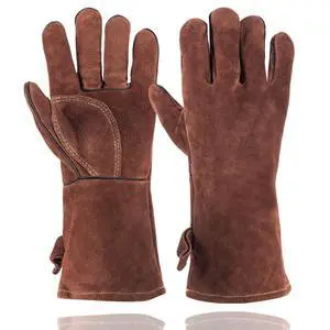 Fireproof Gloves for Fireplace & Fire Pit, Welding Gloves for Men & Women - 14 Inch Heat Resistant Leather Work Gloves (662) for MIG/TIG, BBQ, Camping - Premium Cowhide, Durable Fireproof Gloves for Fireplace & Fire Pit, Welding Gloves for Men & Women - 14 Inch Heat Resistant Leather Work Gloves (662) for MIG/TIG, BBQ, Camping - Premium Cowhide, Durable