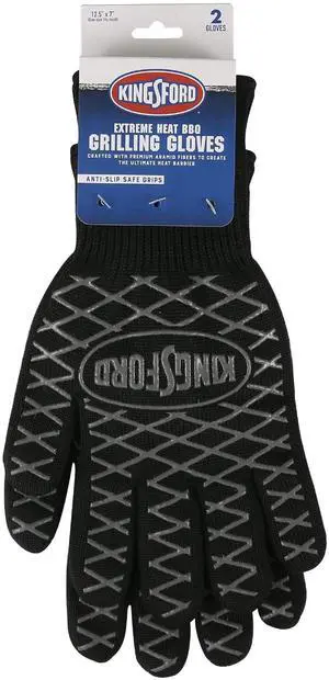 Heat Resistant BBQ Grill Gloves, Aramid Fiber and Silicone Grip, Five Finger Gloves for Grilling, Baking, Frying, Smoker and Fire Pit Outdoor Use, One Size - 2 Count Heat Resistant BBQ Grill Gloves, Aramid Fiber and Silicone Grip, Five Finger Gloves for Grilling, Baking, Frying, Smoker and Fire Pit Outdoor Use, One Size - 2 Count
