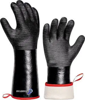 932°F Extreme Heat Resistant Gloves for Tansyan Grill BBQ, Waterproof Long Sleeve Pit Grill Gloves for Fryer, Baking, Oven,Smoker,Fireproof, Oil Resistant Neoprene Coating14-Inch 932°F Extreme Heat Resistant Gloves for Tansyan Grill BBQ, Waterproof Long Sleeve Pit Grill Gloves for Fryer, Baking, Oven,Smoker,Fireproof, Oil Resistant Neoprene Coating14-Inch