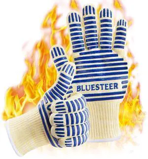 Oven Gloves, Heat Resistant 540 Degrees Grilling Gloves, Hot Surface Handler Non-Slip Silicone Oven Mitts with Fingers, BBQ Gloves for Cooking/Kitchen/Baking, Pack of 2 Oven Gloves, Heat Resistant 540 Degrees Grilling Gloves, Hot Surface Handler Non-Slip Silicone Oven Mitts with Fingers, BBQ Gloves for Cooking/Kitchen/Baking, Pack of 2