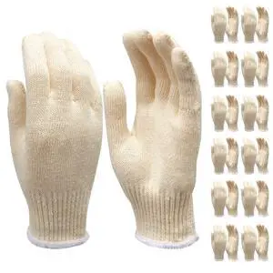Safety gloves white cotton bbq heat liners grilling work glove men cooking women knitted cotton Pack of 12 Safety gloves white cotton bbq heat liners grilling work glove men cooking women knitted cotton Pack of 12