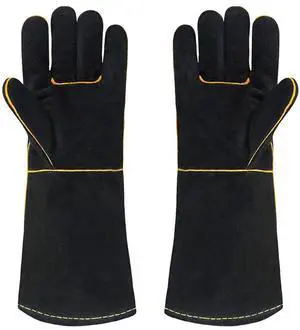 Heat Resistant Gloves for Grill BBQ,Long Sleeve Grill Gloves for Baking,Oven,Fireproof, Stove,Welder,Welding,Fireplace (Black-Yellow) Heat Resistant Gloves for Grill BBQ,Long Sleeve Grill Gloves for Baking,Oven,Fireproof, Stove,Welder,Welding,Fireplace (Black-Yellow)
