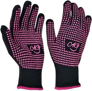 2 Pcs Heat Resistant Gloves with Silicone Bumps for Hot Hair Styling, Professional Heat Proof Glove Suitable for Flat Iron Hair Straightener, Curling Wand and Thermal Brush, Pink 2 Pcs Heat Resistant Gloves with Silicone Bumps for Hot Hair Styling, Professional Heat Proof Glove Suitable for Flat Iron Hair Straightener, Curling Wand and Thermal Brush, Pink