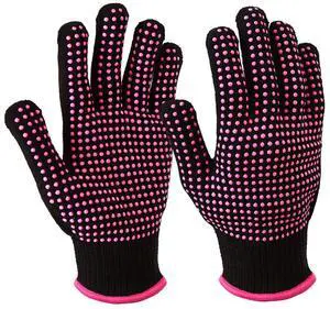2-Pack Heat-Resistant Gloves with Silicone Bumps Heat Blocking Gloves for Curling Hair Styling 2-Pack Heat-Resistant Gloves with Silicone Bumps Heat Blocking Gloves for Curling Hair Styling