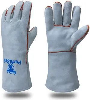 Welding Gloves 14 Inches, Heat Resistant 932 Leather Welders Gloves for MIG, TIG, Stick, Long Sleeve Grill Gloves for Welding, Fireplace, BBQ, Oven, Furnace, Wood Stove, Animal Handling Grey Welding Gloves 14 Inches, Heat Resistant 932 Leather Welders Gloves for MIG, TIG, Stick, Long Sleeve Grill Gloves for Welding, Fireplace, BBQ, Oven, Furnace, Wood Stove, Animal Handling Grey