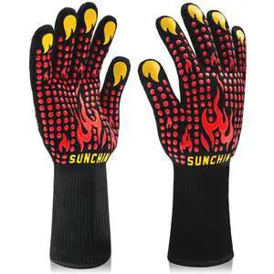 BBQ Fireproof Gloves, Grill Cut-Resistant 1472°F Heat Resistant Gloves, Non-Slip Silicone Oven Gloves, Kitchen Safe Cooking Gloves for Oven Mitts,Barbecue,Cooking, Frying,13 Inch 2pc BBQ Fireproof Gloves, Grill Cut-Resistant 1472°F Heat Resistant Gloves, Non-Slip Silicone Oven Gloves, Kitchen Safe Cooking Gloves for Oven Mitts,Barbecue,Cooking, Frying,13 Inch 2pc