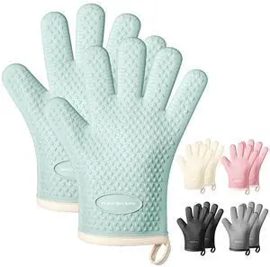 Silicone Oven Mitts Heat Resistant 450°F,Waterproof & Non-Slip Oven Gloves with Fingers,Cotton Lined Silicone Oven Gloves Kitchen Mitts for Baking Cooking Barbecue,Women (Green) Silicone Oven Mitts Heat Resistant 450°F,Waterproof & Non-Slip Oven Gloves with Fingers,Cotton Lined Silicone Oven Gloves Kitchen Mitts for Baking Cooking Barbecue,Women (Green)