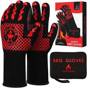 BBQ Grill & Oven Gloves 1472°F Heat Resistant | Storage Case & Gift Box BBQ Grill & Oven Gloves 1472°F Heat Resistant | Storage Case & Gift Box