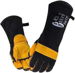Welding Gloves 16 Inches 932 Fire/Heat Resistant Leather Welding Gloves For Mig, Tig, Stick, Forge, BBQ, Grill, Fireplace, Wood Stove, Furnace, Oven, Animal Handling for Safe, Loving Pet Care Welding Gloves 16 Inches 932 Fire/Heat Resistant Leather Welding Gloves For Mig, Tig, Stick, Forge, BBQ, Grill, Fireplace, Wood Stove, Furnace, Oven, Animal Handling for Safe, Loving Pet Care