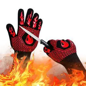 BBQ Fireproof Gloves, Grill Cut-Resistant 1472°F Heat Resistant Gloves, Non-Slip Silicone Oven Gloves, Kitchen Safe Cooking Gloves for Oven Mitts,Barbecue,Cooking, Frying,13.8 Inch-Red BBQ Fireproof Gloves, Grill Cut-Resistant 1472°F Heat Resistant Gloves, Non-Slip Silicone Oven Gloves, Kitchen Safe Cooking Gloves for Oven Mitts,Barbecue,Cooking, Frying,13.8 Inch-Red