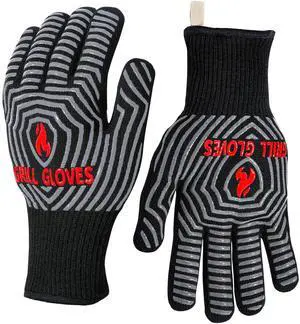 BBQ Gloves, 1472°F Heat Resistant Grilling Gloves Silicone Non-Slip Oven Mitts, Kitchen Gloves for BBQ, Grilling, Cooking, Baking(One Size Fits Most, Black)- 1 Pair BBQ Gloves, 1472°F Heat Resistant Grilling Gloves Silicone Non-Slip Oven Mitts, Kitchen Gloves for BBQ, Grilling, Cooking, Baking(One Size Fits Most, Black)- 1 Pair