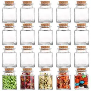 20 PCS Glass Favor Jars with Cork Lids, 2 OZ Mini Square Vials Bottles for Herb Storage, Small Spice Containers for Tea, Jelly, Candy, Wedding & Party Favors, DIY Crafts 20 PCS Glass Favor Jars with Cork Lids, 2 OZ Mini Square Vials Bottles for Herb Storage, Small Spice Containers for Tea, Jelly, Candy, Wedding & Party Favors, DIY Crafts