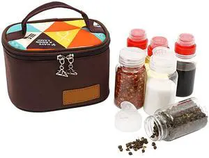 Camping Seasoning Jar Set,Outdoor Spice Kit,Portable Spice Condiment Dispenser for Backpacking Hiking,Liquid Bottle 3pcs & Powder Bottle 3pcs,600D Encrypted Oxford Cloth Storage Bag-Coffee Camping Seasoning Jar Set,Outdoor Spice Kit,Portable Spice Condiment Dispenser for Backpacking Hiking,Liquid Bottle 3pcs & Powder Bottle 3pcs,600D Encrypted Oxford Cloth Storage Bag-Coffee
