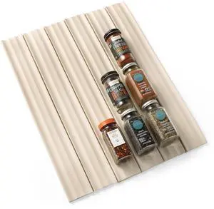 SpiceLiner Adjustable Spice Drawer Liner, 10ft Roll, Sandstone, Seasoning and Spices Bottle Organizer Insert SpiceLiner Adjustable Spice Drawer Liner, 10ft Roll, Sandstone, Seasoning and Spices Bottle Organizer Insert