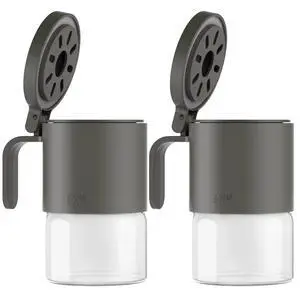 Glass Spice Jars Moisture-Proof Spice Containers with Spoons, Set of 2 10oz/300ml Spice Bottles, Mini Seasoning Storage Jars with Flapper Caps for Salt, Sugar, Peppers, Chili in Kitchen Grey Glass Spice Jars Moisture-Proof Spice Containers with Spoons, Set of 2 10oz/300ml Spice Bottles, Mini Seasoning Storage Jars with Flapper Caps for Salt, Sugar, Peppers, Chili in Kitchen Grey