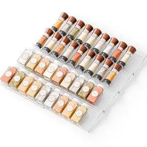 8 Pack Adjustable Narrow Spice Rack for Drawer - Expandable From 9" to 17.7" - Acrylic Drawer Seasoning Organizer,Tiered Clear Spice Tray for Spices,Condiment,Nail Polish and Jar Organization 8 Pack Adjustable Narrow Spice Rack for Drawer - Expandable From 9" to 17.7" - Acrylic Drawer Seasoning Organizer,Tiered Clear Spice Tray for Spices,Condiment,Nail Polish and Jar Organization