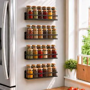 Metal Magnetic Spice Rack 4-Pack Heavy-Duty, Rust-Resistant Metal Magnetic Spice Rack 4-Pack Heavy-Duty, Rust-Resistant
