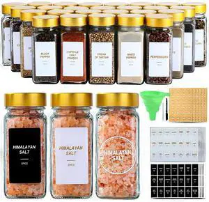 Glass Spice Jars with Label, 24Pcs Spice Jars with Shaker Lids-4 oz Gold Spice Seasoning Jars Bottles Containers Set for Spice Rack (24) Glass Spice Jars with Label, 24Pcs Spice Jars with Shaker Lids-4 oz Gold Spice Seasoning Jars Bottles Containers Set for Spice Rack (24)
