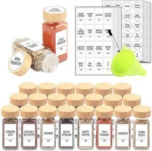 24 Pcs Glass Spice Jars with Labels, Square Spice Jars with Bamboo Lids, 4 oz Empty Spice Bottles with Shaker Lids, Seasoning Spice Storage Containers Bottles 24 Pcs Glass Spice Jars with Labels, Square Spice Jars with Bamboo Lids, 4 oz Empty Spice Bottles with Shaker Lids, Seasoning Spice Storage Containers Bottles