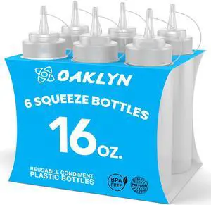 Squirt Bottles 16oz, 6 Pack BPA-Free Condiment Squeeze Bottles for Sauces, Dressings, Oils, BBQ & Crafts Durable, Leak-Proof, Easy to Fill & Clean Squirt Bottles 16oz, 6 Pack BPA-Free Condiment Squeeze Bottles for Sauces, Dressings, Oils, BBQ & Crafts Durable, Leak-Proof, Easy to Fill & Clean