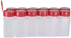 4 oz Spice Bottles Set of 12, Square 4oz Jars With Red Sifter Lids, Empty 4 oz Spice Jars for Herbs Seasonings and Kitchen Storage, Dishwasher Safe Plastic 4 oz Spice Bottles Set of 12, Square 4oz Jars With Red Sifter Lids, Empty 4 oz Spice Jars for Herbs Seasonings and Kitchen Storage, Dishwasher Safe Plastic