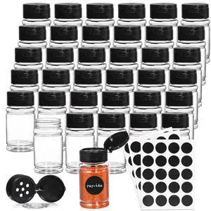 36 Pack 2.7 Oz Small Plastic Spice Bottles with Black Shaker Lids and Labels, Empty Plastic Jars with Lids, Seasoning Shaker Containers for Travel, Camping, Glitter, Gift, Party Favors - Clear 36 Pack 2.7 Oz Small Plastic Spice Bottles with Black Shaker Lids and Labels, Empty Plastic Jars with Lids, Seasoning Shaker Containers for Travel, Camping, Glitter, Gift, Party Favors - Clear