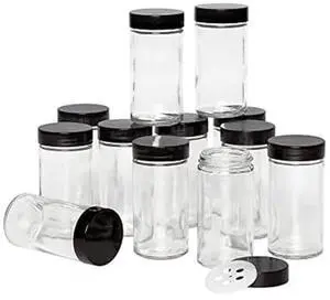 Empty Jars With Black Cap, Set Of 12, 3-Ounce Empty Jars With Black Cap, Set Of 12, 3-Ounce