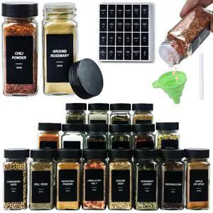 24Pcs Spice Jars Containers with Labels4oz Black Seasoning Bottles with Shaker Lids for Rack, Cabinet, Drawer,Empty Square Condiment Pots (24, Black) 24Pcs Spice Jars Containers with Labels4oz Black Seasoning Bottles with Shaker Lids for Rack, Cabinet, Drawer,Empty Square Condiment Pots (24, Black)
