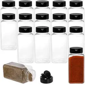 16 Pack 17 Fluid Oz Clear Plastic Spice Jars Spice Containers Spice Bottles Seasoning Organizer with Black Lids 16 Pack 17 Fluid Oz Clear Plastic Spice Jars Spice Containers Spice Bottles Seasoning Organizer with Black Lids
