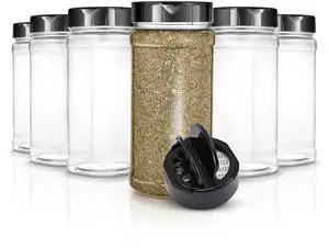 6 Pack 16 oz Plastic Spice Jars, Empty Seasoning Containers for Homemade Rub, Spices, Glitter, and More, Small Spice Containers with Black Shaker Lids and Heat-Induction Liner, Clear Spice Jars 6 Pack 16 oz Plastic Spice Jars, Empty Seasoning Containers for Homemade Rub, Spices, Glitter, and More, Small Spice Containers with Black Shaker Lids and Heat-Induction Liner, Clear Spice Jars